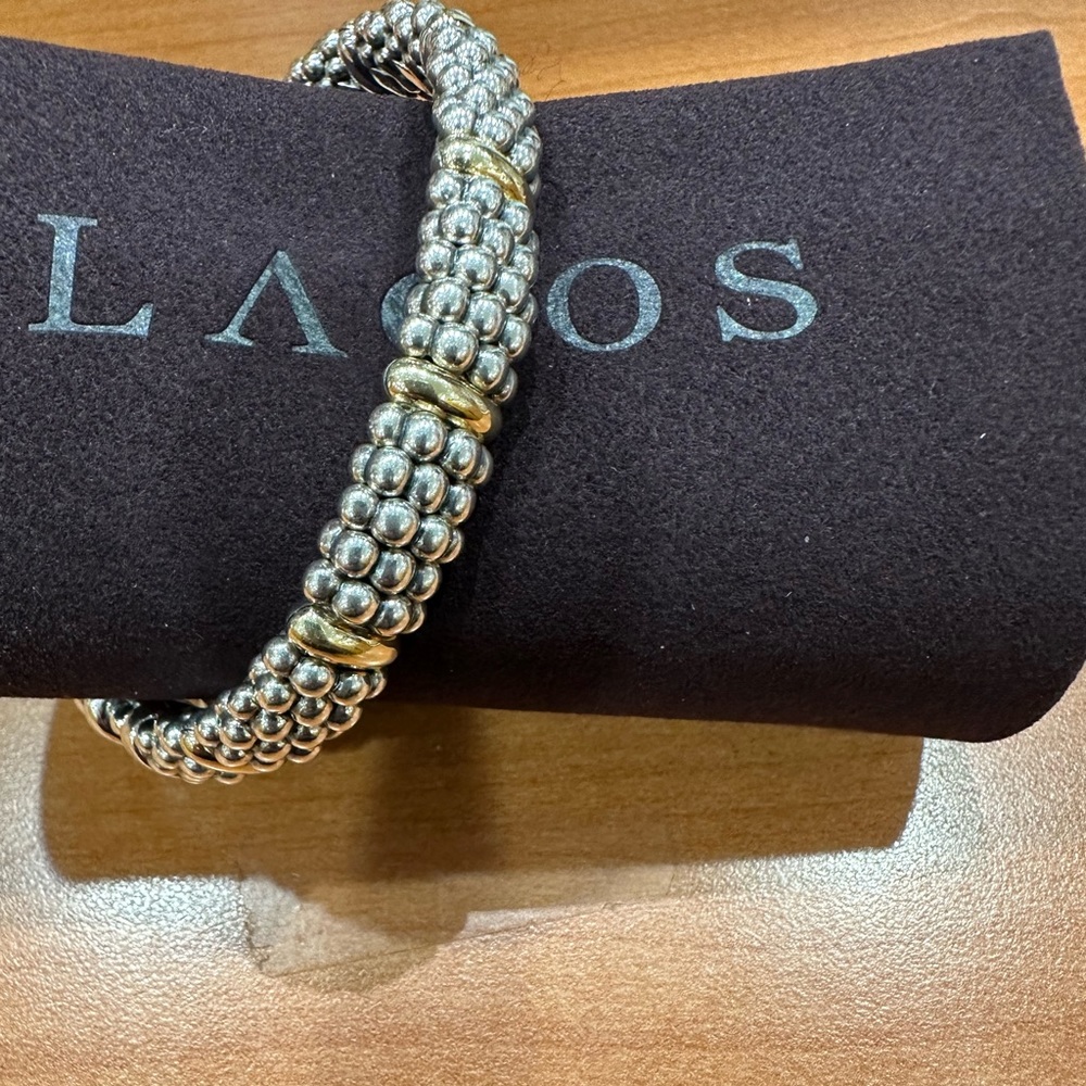 Lagos 9mm caviar bracelet with ten 18k yellow gold stations style 05-80254-7